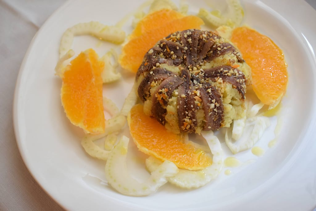 tortino di patate e acciughe