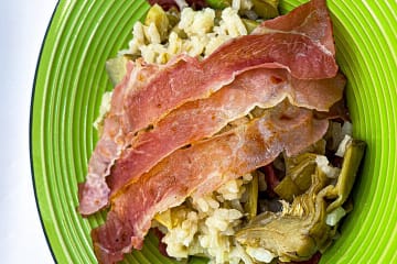 risotto con carciofi e speck