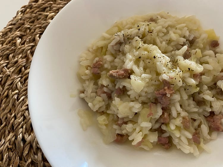 risotto con cavolo verza e salsiccia